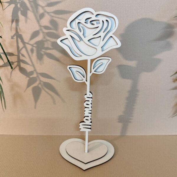 🌹 Rose en Bois Personnalisable avec Socle Cœur – Image 4