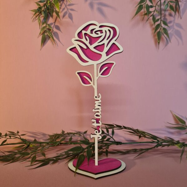 🌹 Rose en Bois Personnalisable avec Socle Cœur – Image 5