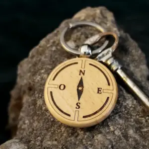 🔑 Porte-clés Rond en Bois de Hêtre