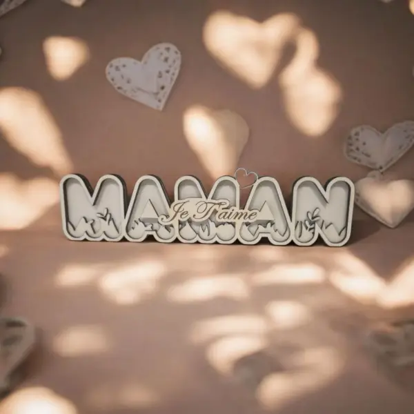 💖 Pancarte en Bois « Maman, je t’aime »
